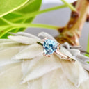 Stunning Rose Gold Solitaire Triliant Cut Aquamarine Ring