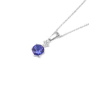 Stunning Six Claw Round Tanzanite and Quadrant Diamond Pendant