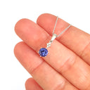 Stunning Six Claw Round Tanzanite and Quadrant Diamond Pendant