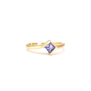 Stunning Solitaire Square Tanzanite Yellow Gold Ring