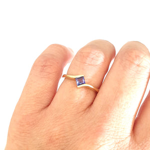 Stunning Solitaire Square Tanzanite Yellow Gold Ring