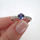 Stunning Solitaire Tanzanite with Diamond Shoulder Ring