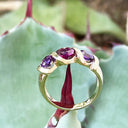 Stylish Amethyst and Rhodolite Yellow Gold Twist Ring
