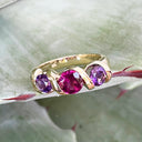 Stylish Amethyst and Rhodolite Yellow Gold Twist Ring