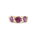 Stylish Amethyst and Rhodolite Yellow Gold Twist Ring