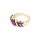 Stylish Amethyst and Rhodolite Yellow Gold Twist Ring