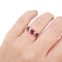 Stylish Amethyst and Rhodolite Yellow Gold Twist Ring