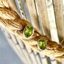 Stylish Bezel Set Oval Peridot Stud Earrings