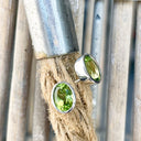 Stylish Bezel Set Oval Peridot Stud Earrings