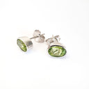 Stylish Bezel Set Oval Peridot Stud Earrings