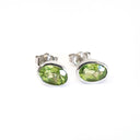 Stylish Bezel Set Oval Peridot Stud Earrings