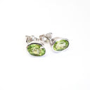 Stylish Bezel Set Oval Peridot Stud Earrings