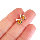 Stylish Citrine White Gold Droplet Studs