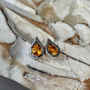 Stylish Citrine White Gold Droplet Studs