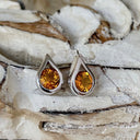 Stylish Citrine White Gold Droplet Studs