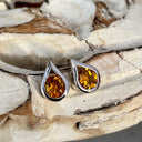 Stylish Citrine White Gold Droplet Studs