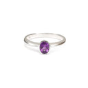 Stylish Petite White Gold Oval Amethyst Solitaire Ring