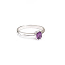 Stylish Petite White Gold Oval Amethyst Solitaire Ring
