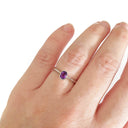 Stylish Petite White Gold Oval Amethyst Solitaire Ring