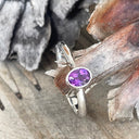 Stylish Petite White Gold Oval Amethyst Solitaire Ring