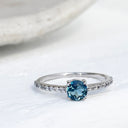 Subtlety Decadent London Blue Topaz with Diamond Band Ring