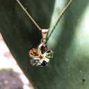 Sun Swirl Rainbow Gemstone Yellow Gold Pendant