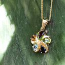 Sun Swirl Rainbow Gemstone Yellow Gold Pendant