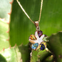 Sun Swirl Rainbow Gemstone Yellow Gold Pendant