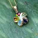 Sun Swirl Rainbow Gemstone Yellow Gold Pendant