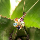 Sun Swirl Rainbow Gemstone Yellow Gold Pendant