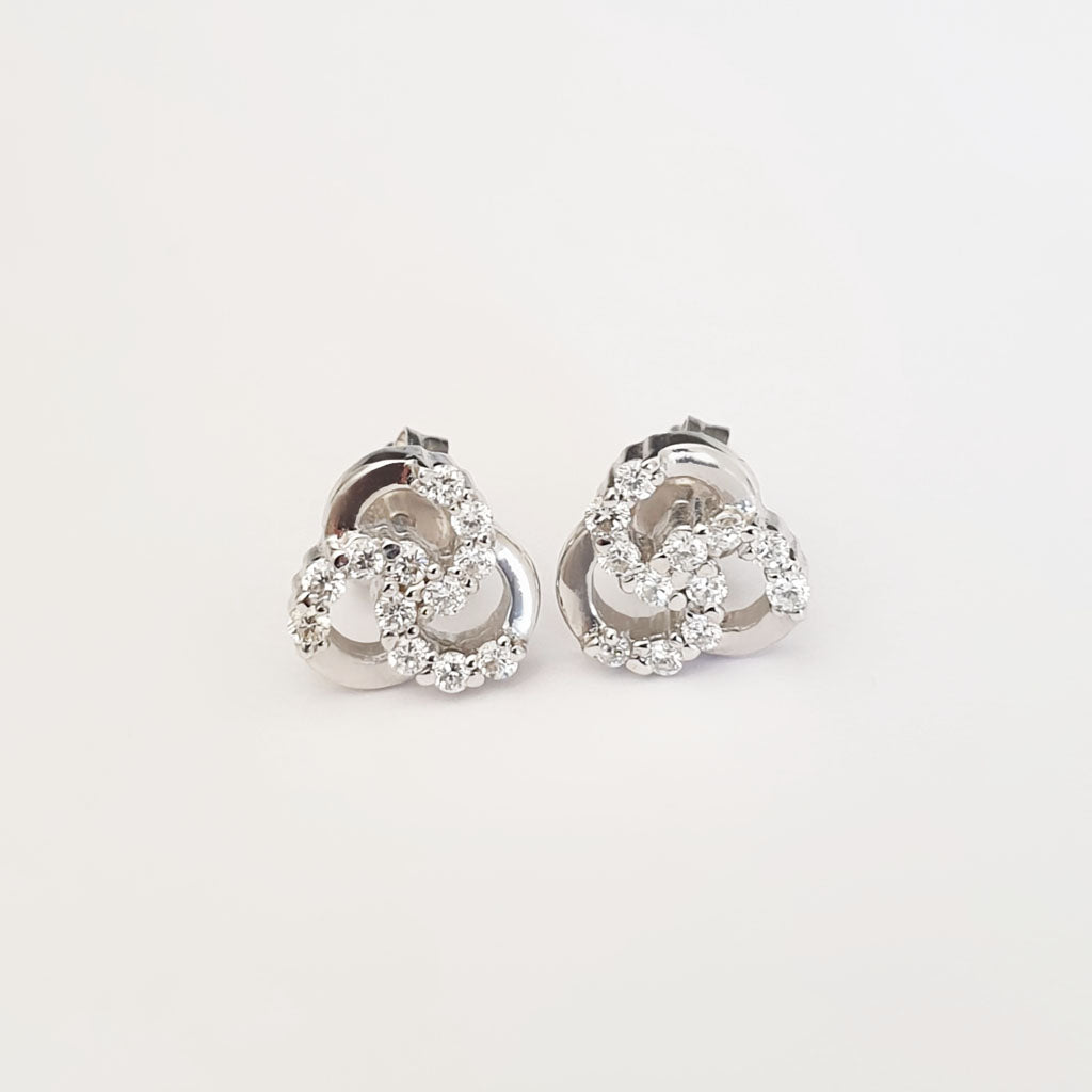 Three Interlaced Circle Diamond Accent Earrings