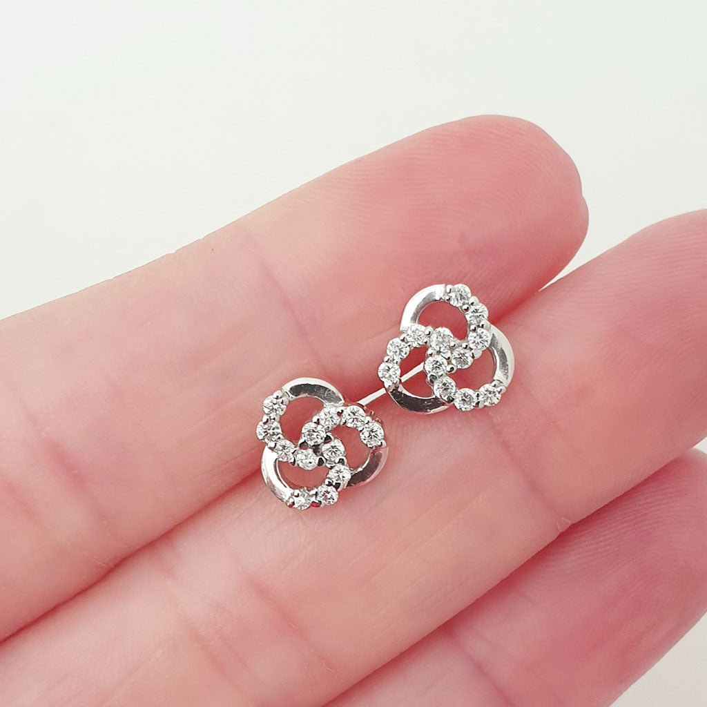 Three Interlaced Circle Diamond Accent Earrings