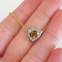 Trilliant Cut Citrine With Trilliant Diamond Halo Pendant