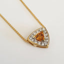 Trilliant Cut Citrine With Trilliant Diamond Halo Pendant