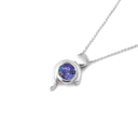 Tanzanite Pendant With White Gold Bead and Curve Detail