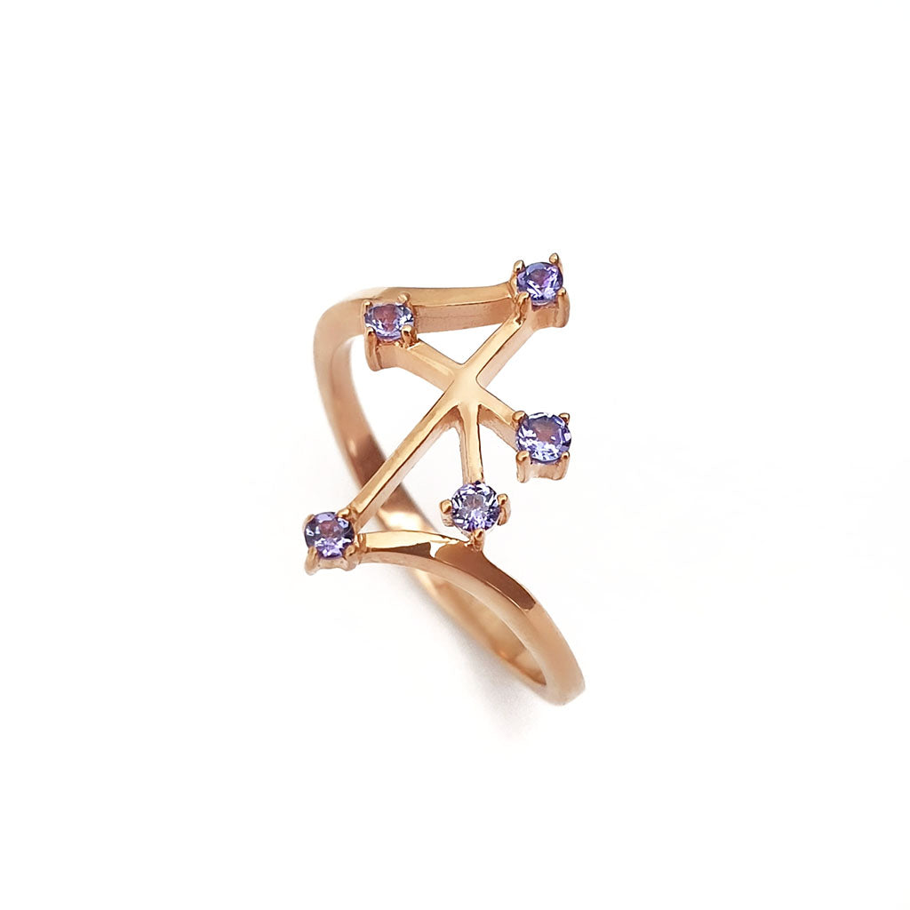 Tanzanite Southern Cross Rose Gold Ring