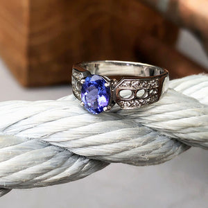 Tanzanite and Diamond Decorative Shoulder Ring