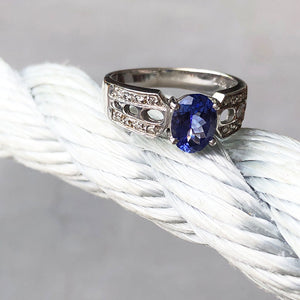Tanzanite and Diamond Decorative Shoulder Ring