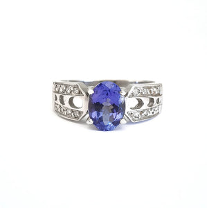 Tanzanite and Diamond Decorative Shoulder Ring