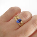Tanzanite and Diamond Decorative Shoulder Yellow Gold Ring