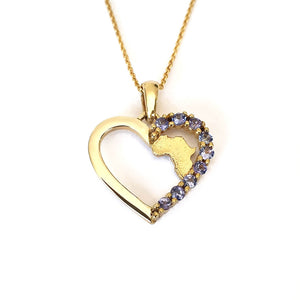 Tanzanite and Hammered Africa Heart Pendant