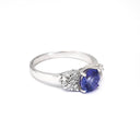 Tanzanite and Multiple Diamond Shoulder Accent Ring