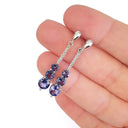 Tanzanite and Six Diamond Drop Earrings