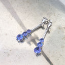 Tanzanite and Six Diamond Drop Earrings