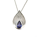 Tanzanite and White Gold Basketweave Pendant