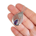 Tanzanite and White Gold Basketweave Pendant