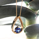 Tear Drop Tanzanite Yellow Gold Slider Pendant