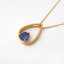 Tear Drop Tanzanite Yellow Gold Slider Pendant