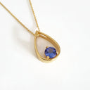 Tear Drop Tanzanite Yellow Gold Slider Pendant