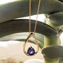 Tear Drop Tanzanite Yellow Gold Slider Pendant